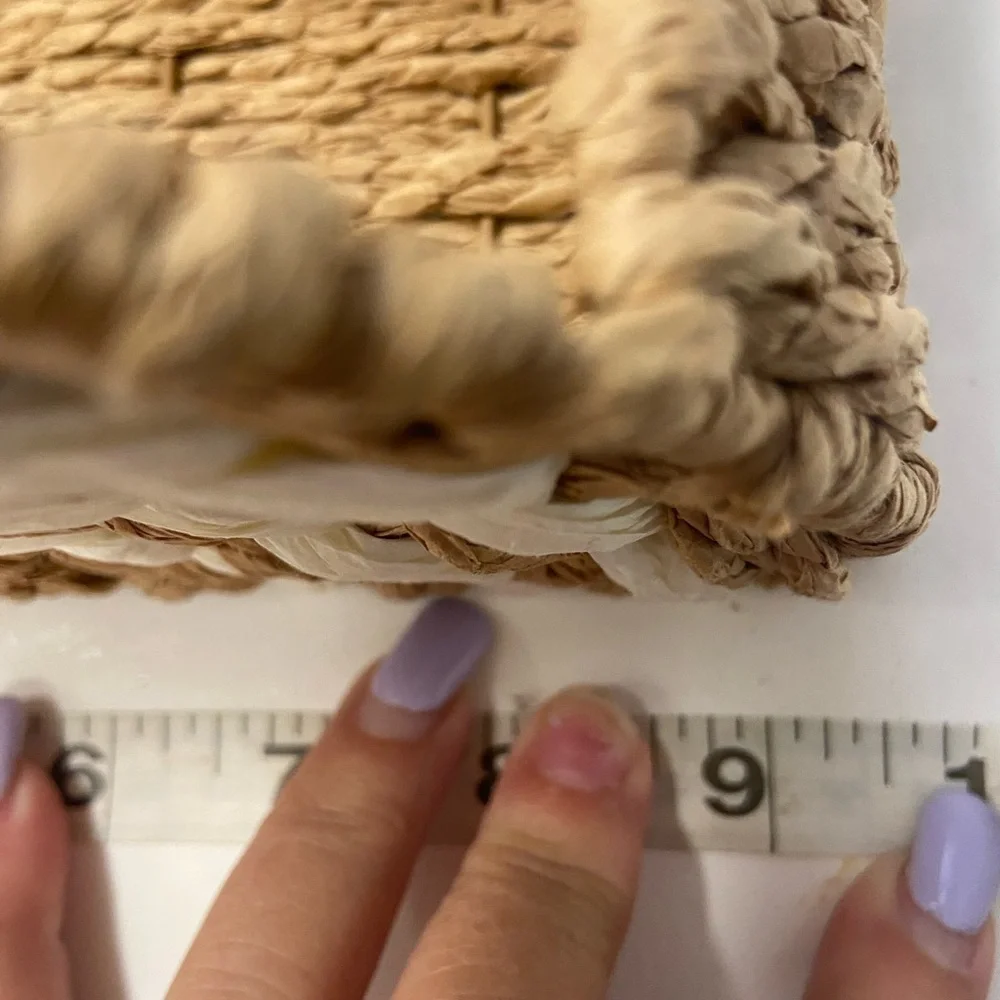 Woven Natural Fiber‎ rainbow white beige Half-Moon Basket
